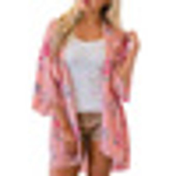 

women's blouse womens clothing women floral print chiffon beach kimono cardigan blouse shawl loose outwear roupas feminina, White