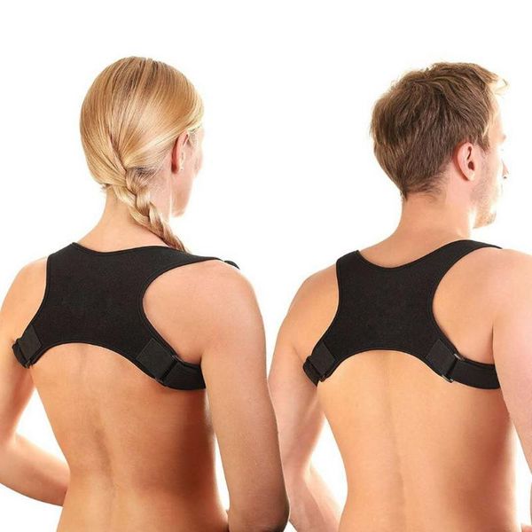 

new upper adjustable back posture corrector clavicle spine back shoulder lumbar brace support belt strap correctpor, Black;gray