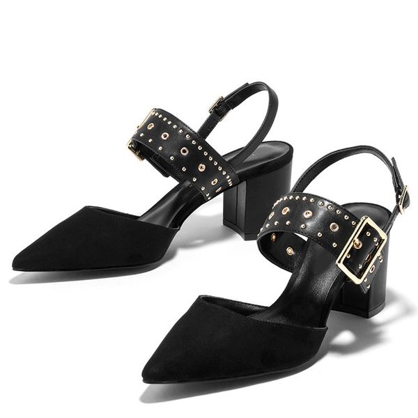 

weiqiaona new sandals high heels sandals buckle high heel style with shoes ladies sandlas, Black