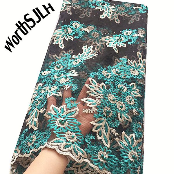 

beaded net french lace fabric green bridal dresses 3d lace fabric wedding latest african laces 2020 for women, Black;white