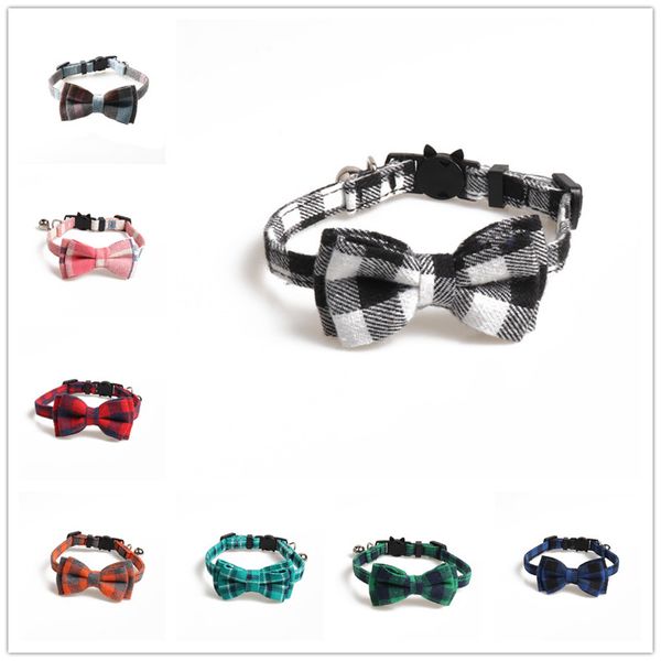 

2019 нового творческой простой мода личности cute pet воротник british wind бант cat collar пряжка с bells зоотовары ткани