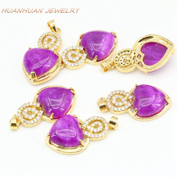 

19x29mm heart necklaces & pendant for women zircon natural stone jades gold-color stainless steel chain pendants jewelry b3338, Silver