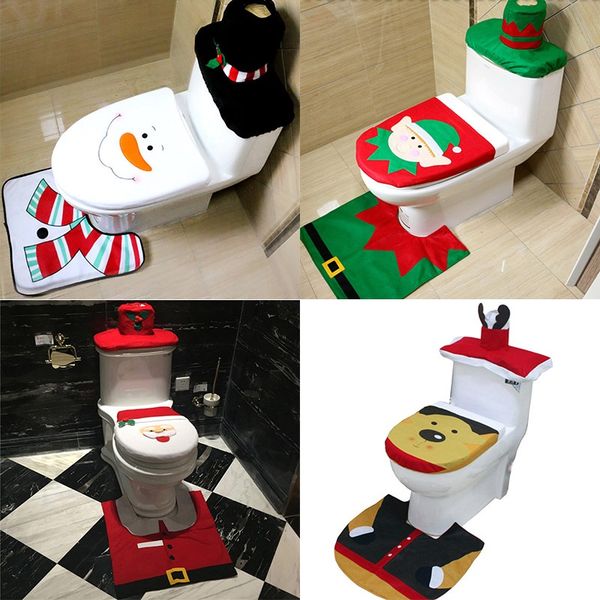 

new toilet seat covers christmas decoration santa elk elf toilet seat covers rug l bathroom set xmas gift supplies 3pcs/set fa2501