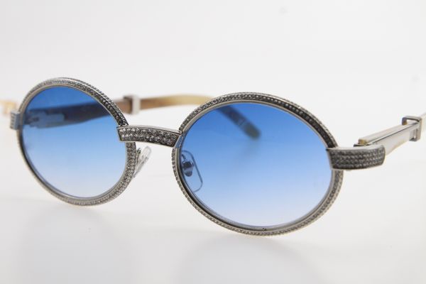 

2020 new smaller decoration sunglasses white round sunglasses natural 7550178 genuine stones horn vintage high-quality c glasses dxfw, White;black