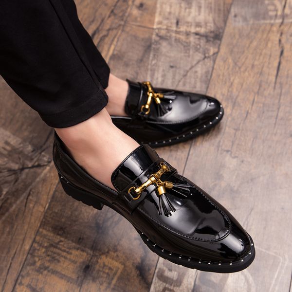 

handmade moccasins shoes men loafers slip on fashion leather party tassel oxford casual boat shoes gentleman sapatos ii, Black