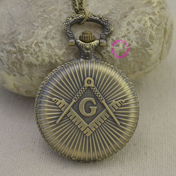 

wholesale fashion quartz masons asonry pocket watch woman man vintage antique pendant g fob watches ancient classic bronze, Slivery;golden