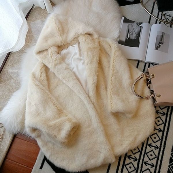 

2019 new style high-end fashion women faux fur coat s75, Black