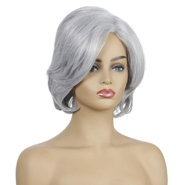 

europe and the united states wig new partial short volume buckle chemical fiber headgear wig in stock, Black;brown