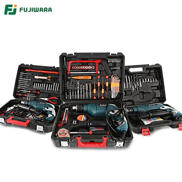 

fujiwara 710w 220v 50hz electric impact drill 18/38/68 sets household hand-held hammer wall drilling woodworking drill