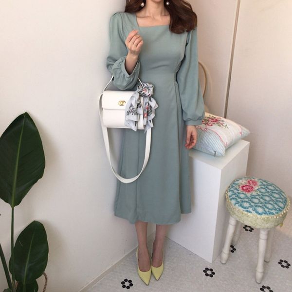 

chic korean women casual sashes a line party dress ladies elegant dress new fashion women midi dress, Black;gray