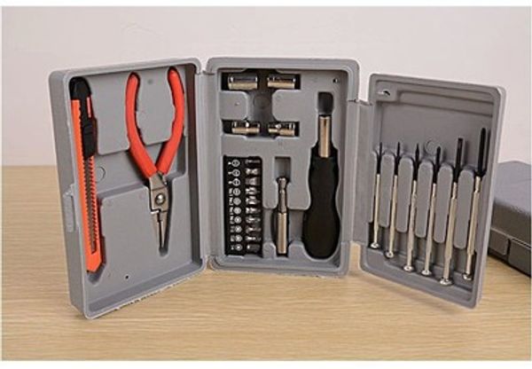 

24 sets of combination tools multifunctional household hardware toolbox set plastic combination tools accessories hardware case