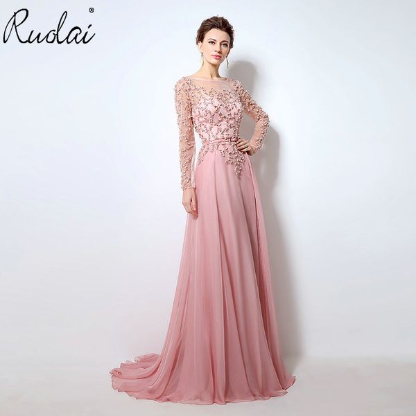 

in stock pink luxury evening dresses long full sleeve with sash a-line beaded evening patrty gown vestidos de fiesta de noche, White;black