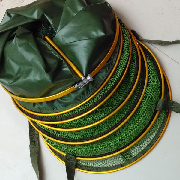 

aluminum alloy fishing bait fyke net fishing net universal location fish cage holder with bag