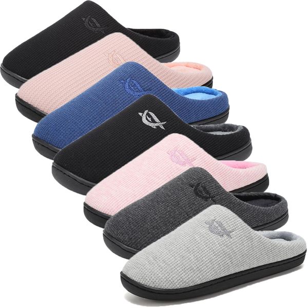

couples home slippers for women men comfort memory foam slippers all season warm indoor outdoor house shoes anti-slip, Blue;gray