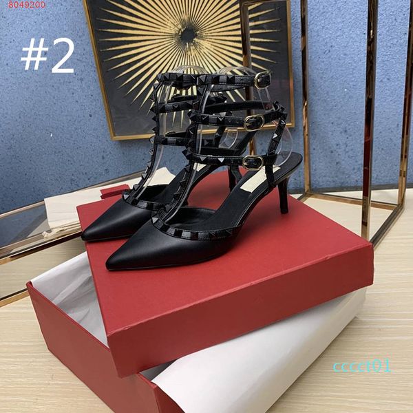 

women designer studs sandals low heels caged ankle strap rivet pump 65mm beat quality 100% genuine leather bottom rivets party 01d ct01, Black