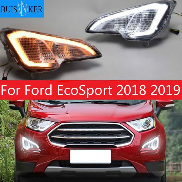 

1set led daytime running light yellow turn signal function waterproof abs 12v car drl led fog lamp for ecosport 2020 2020