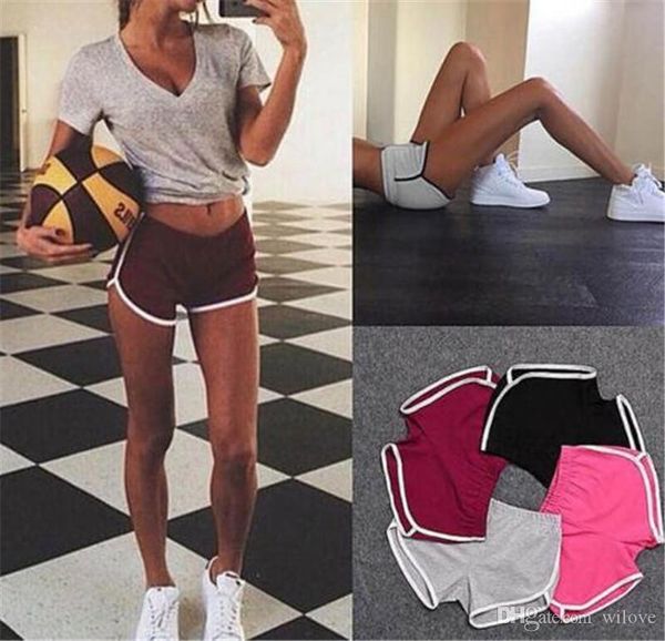 

women girl sports shorts pants leisure running gym beach casual fitness yoga summer pants homewear elastic shorts summer skinny short, White;black