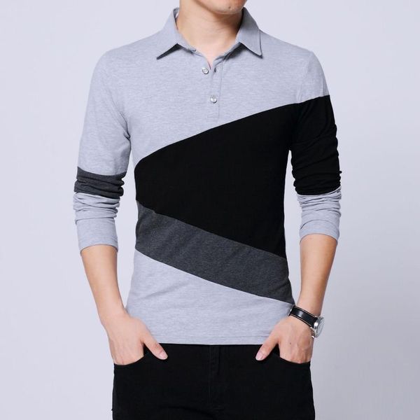 

мужские футболки мода контрастный цвет пэчворк с длинным рукавом slim fit хлопок воротник футболка мужская одежда 2020 плюс размер 4xl 5xl, White;black