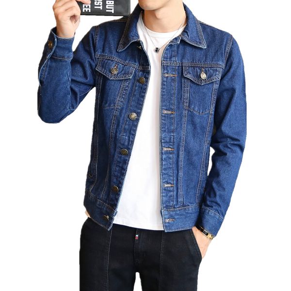 

2019 new men denim jacket light blue slim short retro denim jacket coat men's street casual bomber jaqueta macho size 4xl, Black;brown