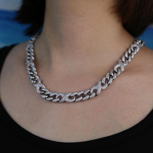 

2020 высокого качества замороженного из шика 5a кубического циркония cz проложили 41см большого ожерелья бесконечности цепи тяжелых серебрян, Golden;silver
