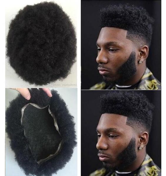 2019 Men Hair System Wig Mens Hairpieces Afro Curl Full Lace