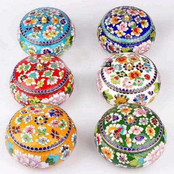 

exotic chinese 100%handmade vintage cloisonne storage tank jewerly box gift box c19010501, Black;white