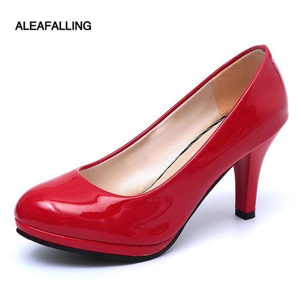 

aleafalling lady high heels round toe women pumps 9cm heel colorful women shoes flock office ladies shoes sweet heelspm02, Black