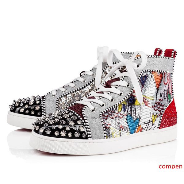 

designer fashion s shoes studded spikes flat sneakers for men women glitter party lovers genuine leather casual rivet sneaker