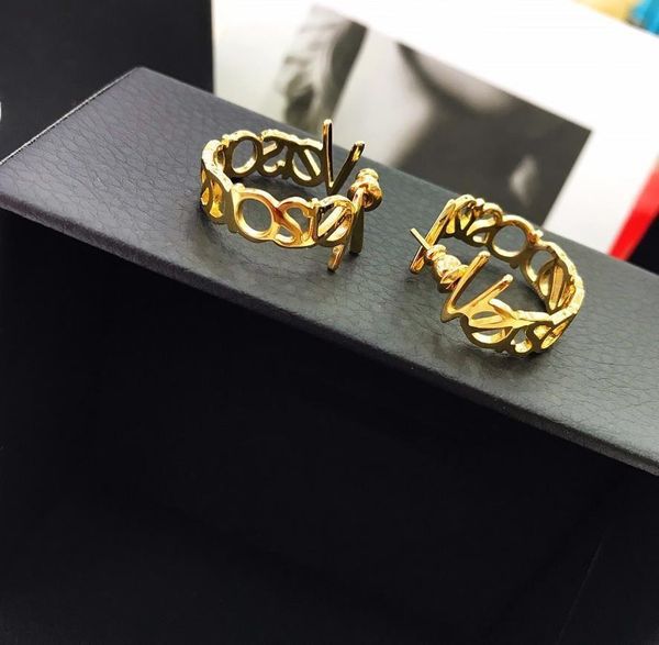 

european and american custom letter designer earrings electroplated geometric labyrinth fashion earrings, Golden