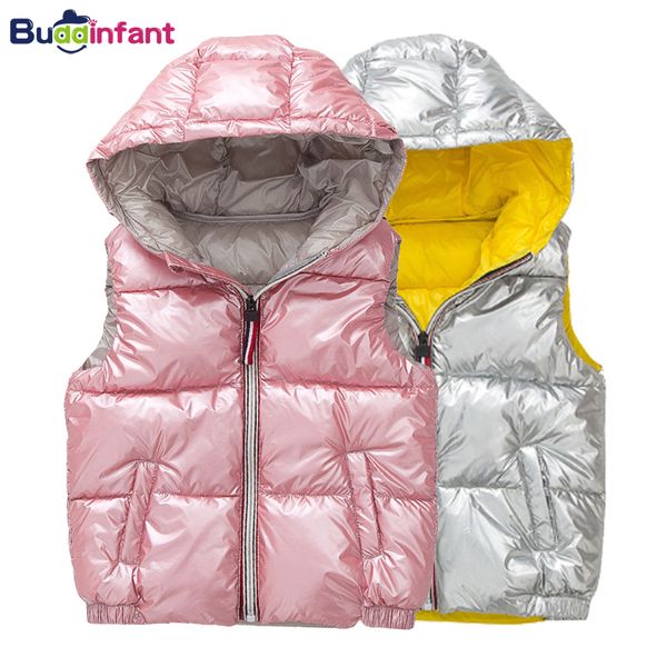 

child girls clothing kids vest winter autumn waistcoat shiny toddlers warm coats for boys children silver jackets girl vests, Blue