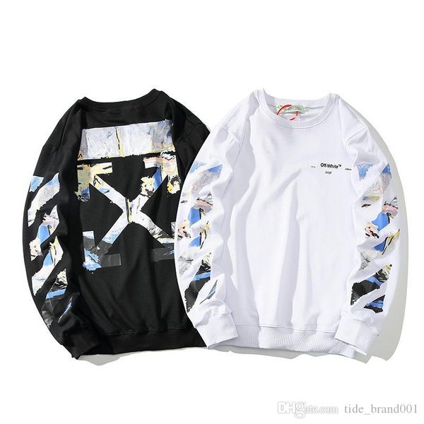 

designer mens sweater trend street hip hop oil painting character arrow print loose fashion couple sweater, Black