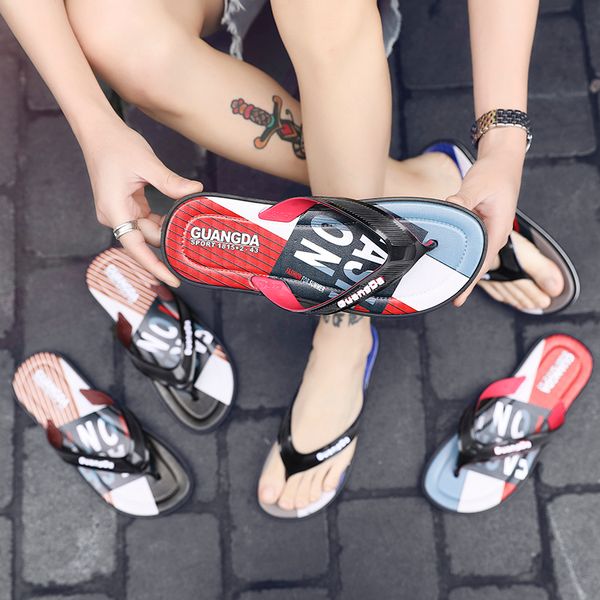 

new designers sandal slippers blue red black stripe fashion design men women classic ladies summer outdoor beach flip flops