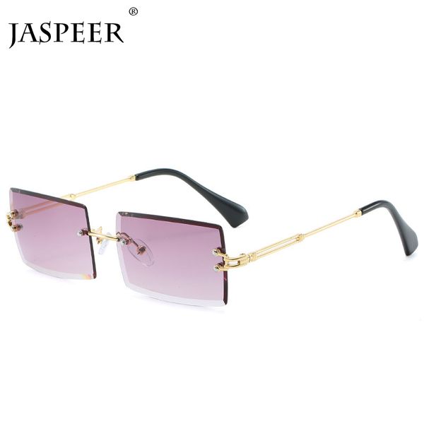 

jaspeer 2020 new rectangle sunglasses women men brand design rimless square sun glasses for man alloy frame gradient sunglasses, White;black