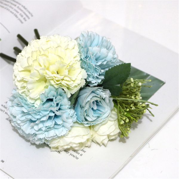 

hand holding flower small bunch of artificial flowers peony hydrangea artificial flower home decoration wedding fake