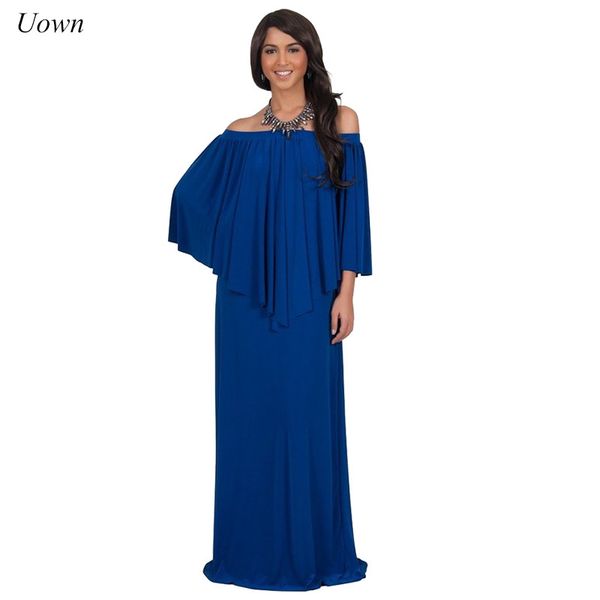 

fashion women slash neck maxi dress off shoulder cloak sleeves summer long dress party evening prom gown plus size clothing t200521, Black;gray