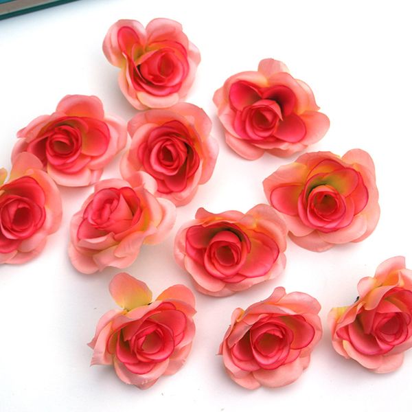 

50 pcs/lot artificial rose silk flower head diy wreath accessories fake flower wedding decoration background flower wall home decor