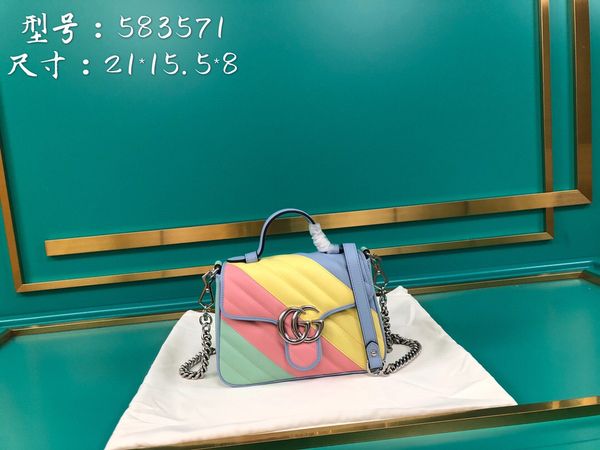 

new lady's shopping bag 7a high-end custom quality handbag fashion style style silver metal accessories with long shoulder strap