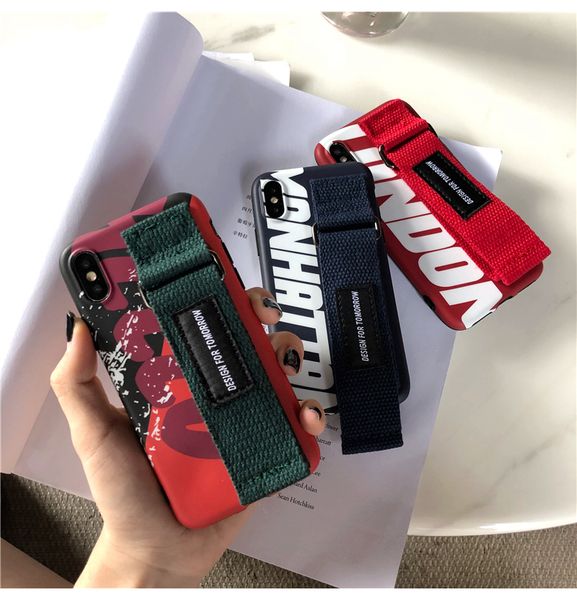 

new fashion japanese korean style letter wristband phone cover case for iphone x xs max xr 10 8 7 6 6s plus soft cases coque fundas