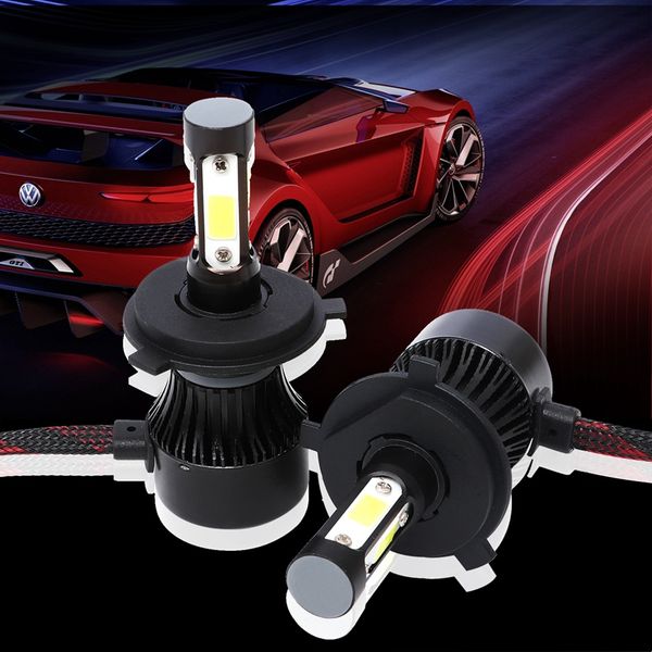 

x7 h4 car led headlight bulbs 6500k 72w 8000lm cob led headlamp fog light black