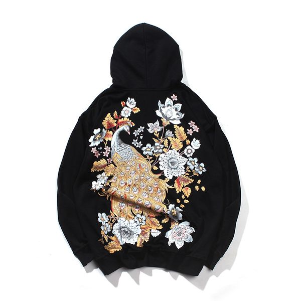 

mens & womens hoodies autumn winter men hooded hip hop hoodie with peacock print loose couple clothing size s-xl wholesale