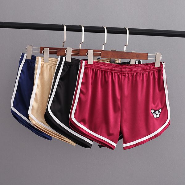 

s55 large size dress 2018 summer korean-style fat mm elastic waist white edge home shorts beach shorts 013, Red