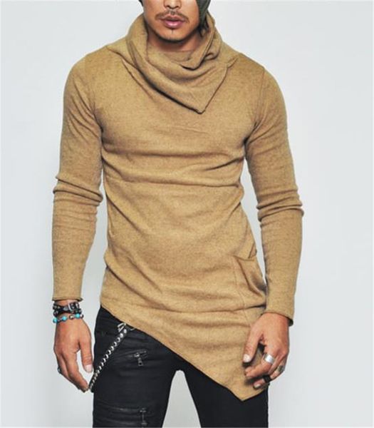 

Autumn Heaps Collar Mens Tshirts Designer Long Sleeve Skinny Mens Tops Solid Color Casual Mens Tees