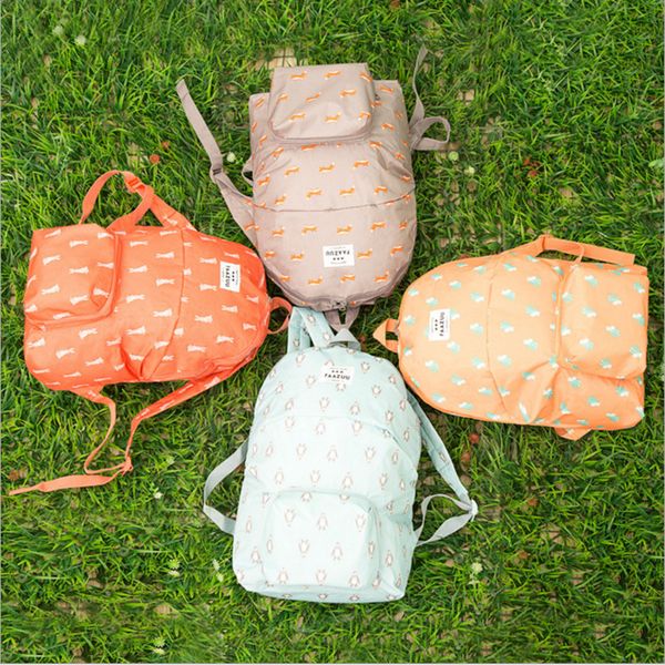 

designer-wholesale men women animal waterproof storage travel cartoon fold backpack shoulders school bag printing korea ing