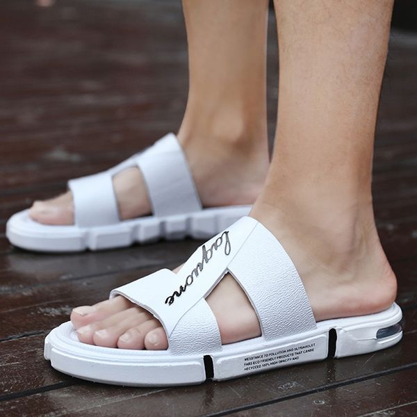 

men's slippers men slippers outdoor leisure beach air cushion soft bottom non-slip flip flop claquette homme chinelo slipper, Black