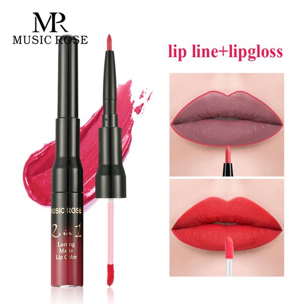 

music rose sale items 24colors women lip gloss+lip liner glitter gloss lipkit lip tint set long lasting lipgloss liptube