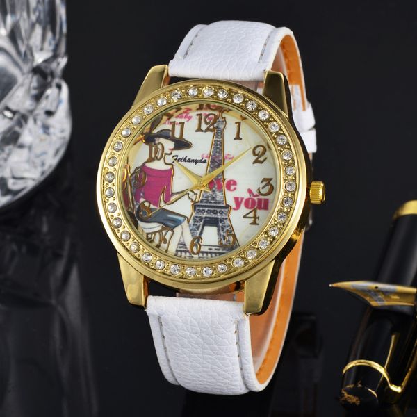 

ladies' watches, women's watches, fashion girls, iron tower, quartz watch, Slivery;brown