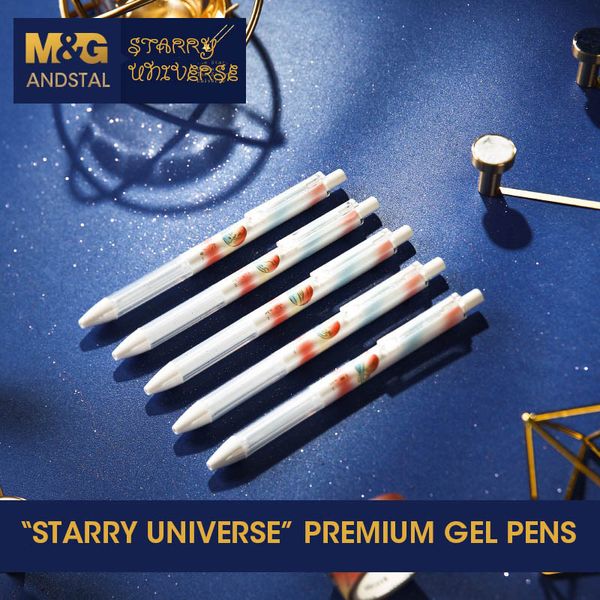 

andstal "starry universe" gel pen 0.5mm m&g black retractable gel ink pens refill gelpen school office supplies stationary pens