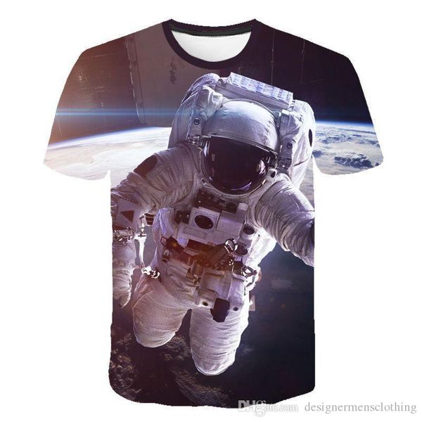 

астронавты moon лето с коротким рукавом мужской tshirts мода o шея 3d цифровой печати мужского tops, White;black