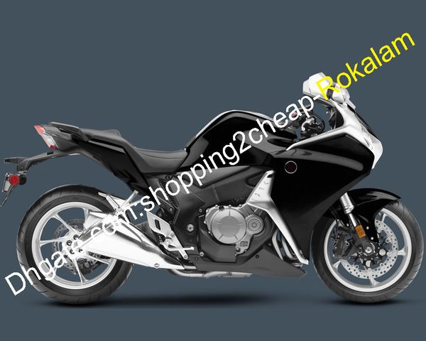 Motocicleta Cowling para Honda VFR1200 VFR 1200 Preto Prata Cinza Motocicleta Jogo de Aftermarket Kit 2010 2012 2013 (Moldagem por Injeção)