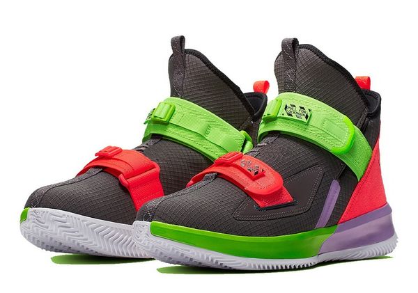 

lebron soldier 13 grade school thunder grey with box kids men women basketball shoes wholesale us4-us12, Black